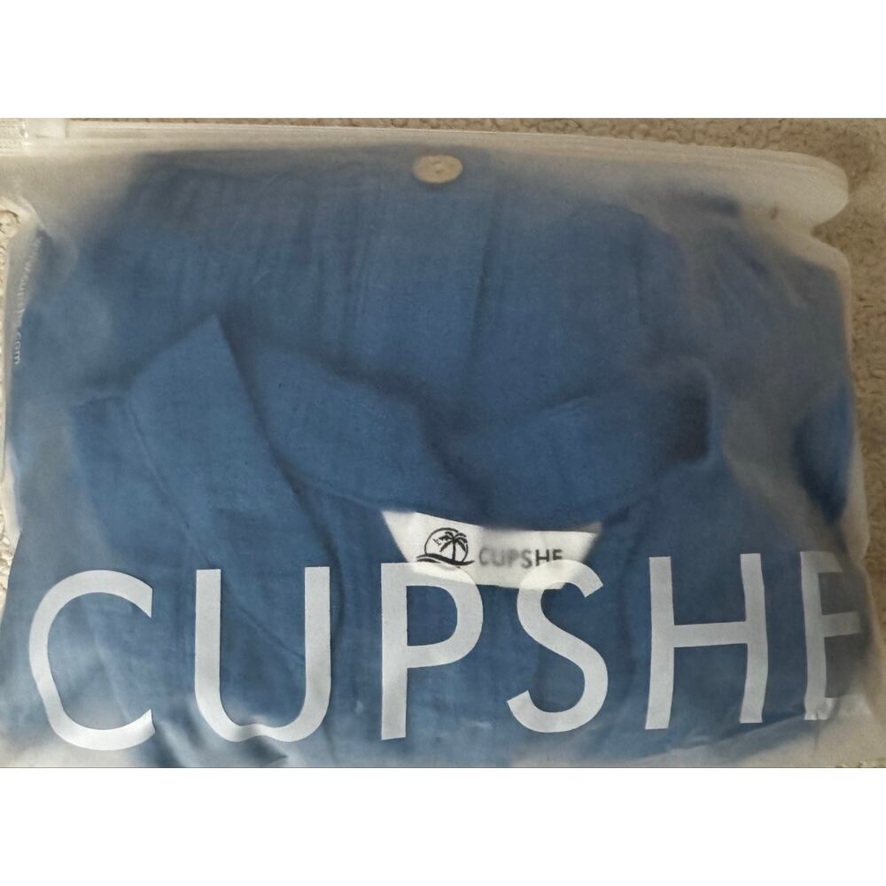 New Sleeveless Ruffled Hem Blue Mini Notched neckline & button top flat collar - Picture 8 of 8